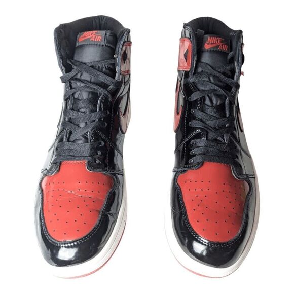 COPY NIKE Air Jordan 1 Retro High OG 'Patent Bred' Sneakers Size 12 - Picture 4 of 12